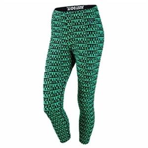 Nike Logo Printed Cropped Leggings Green/Black All Over Print XS